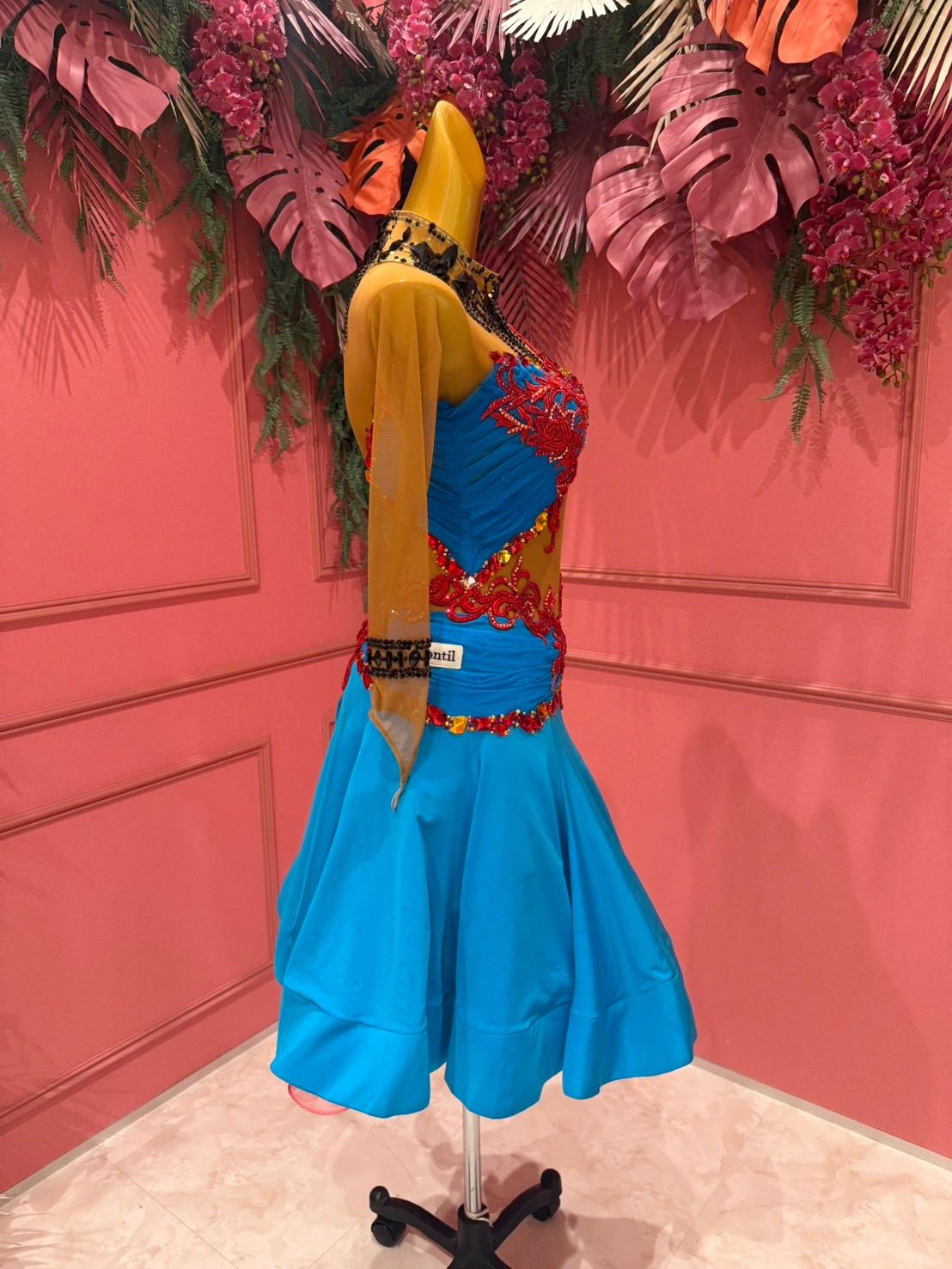 社交ダンス gentil ジャンティ ラテンドレス ブルー サイズS gentil