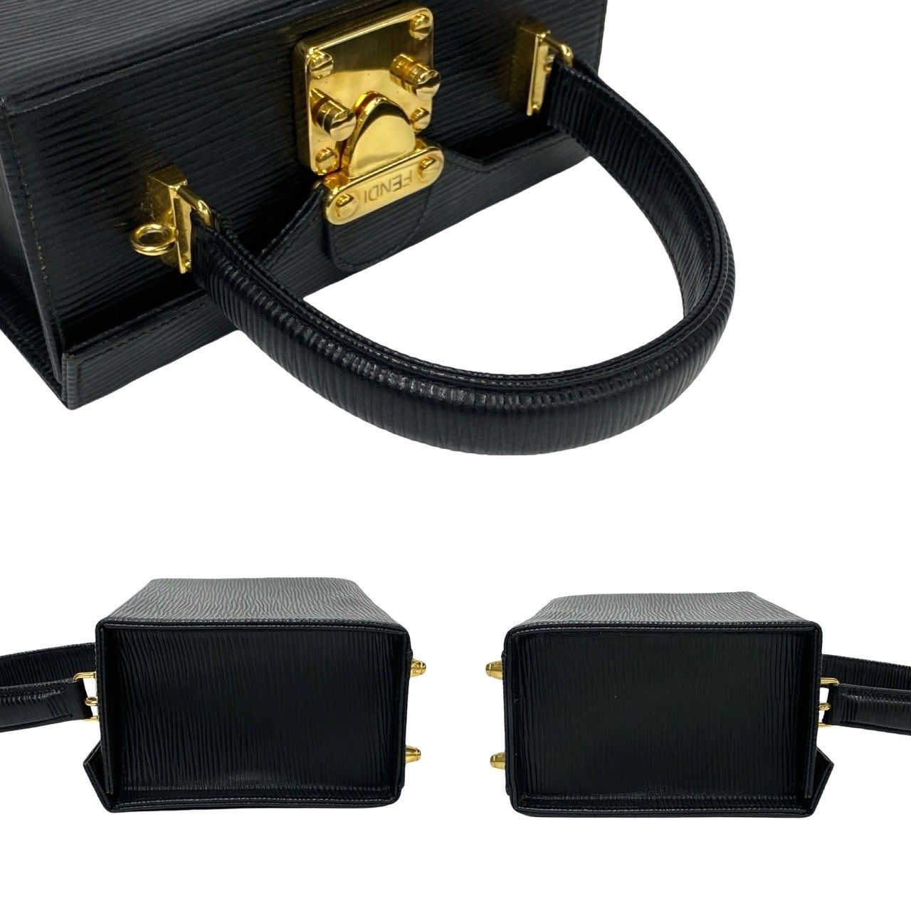 ほぼ未使用 FENDI フェンディ ロゴ 金具 エピレザー 本革 2way ほぼ未使用 FENDI フェンディ ロゴ 金具 エピレザー 本革 2way