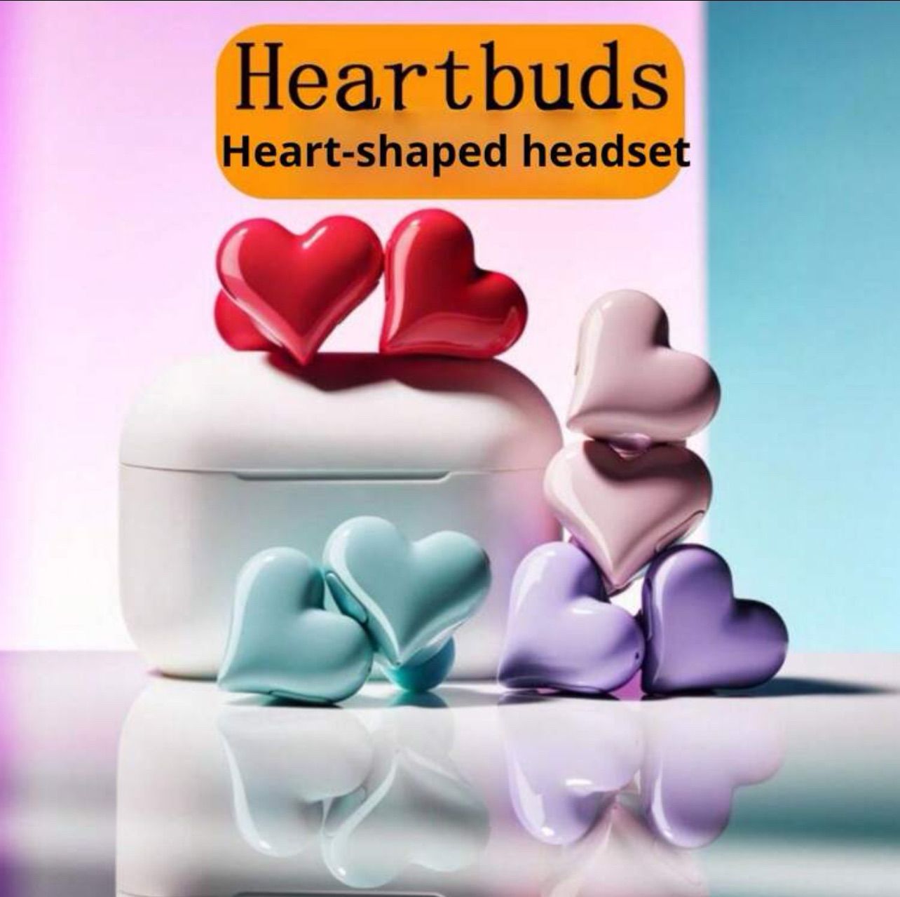 箱あり】ハート型 イヤホン ピンク Bluetooth 防水 ワイヤレスノイズ
