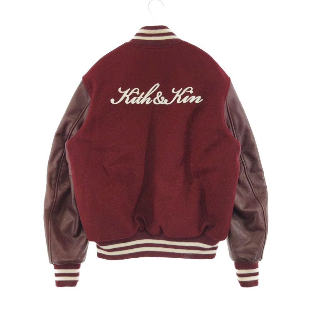 KITH (キス) Golden Bear Varsity Jacket アームレザー ウール スタジアムジャケット バーシティ スタジャン  バーガンディー