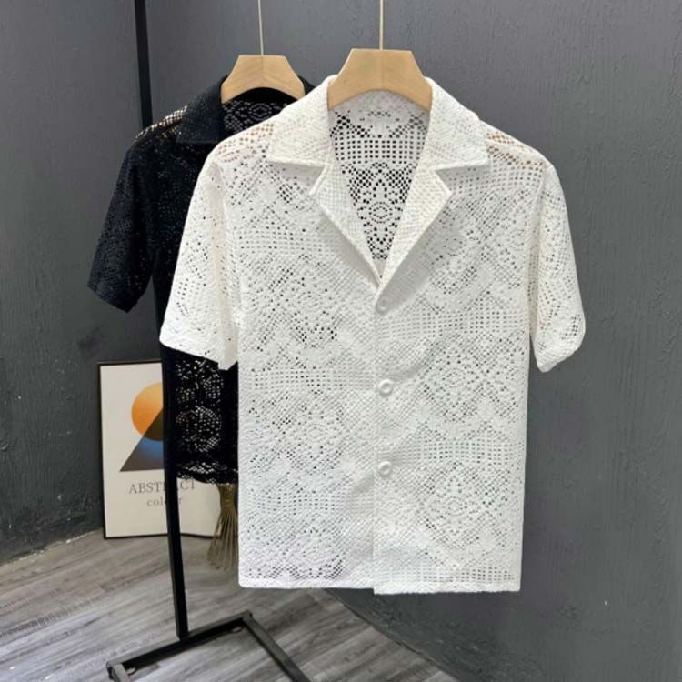 春夏 シャツ メンズ 薄手 透け感 ゆるシルエット きれいめ improves 半袖シャツ メンズ NULL ヌル シアーシャツ 透け感