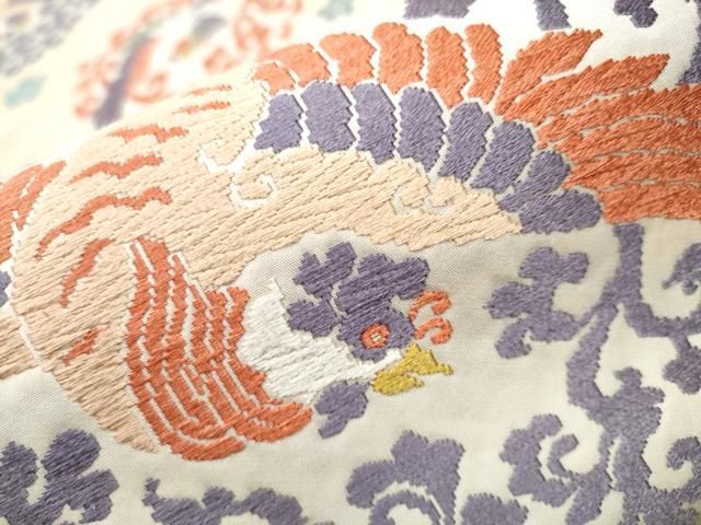 平和屋着物○六通柄袋帯 唐織 草木染 鳳凰花唐草文 金糸 正絹