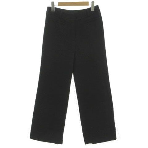 ヒロコビス HIROKO BIS パンツ ストレート ワイド ウール混 ブラック 
