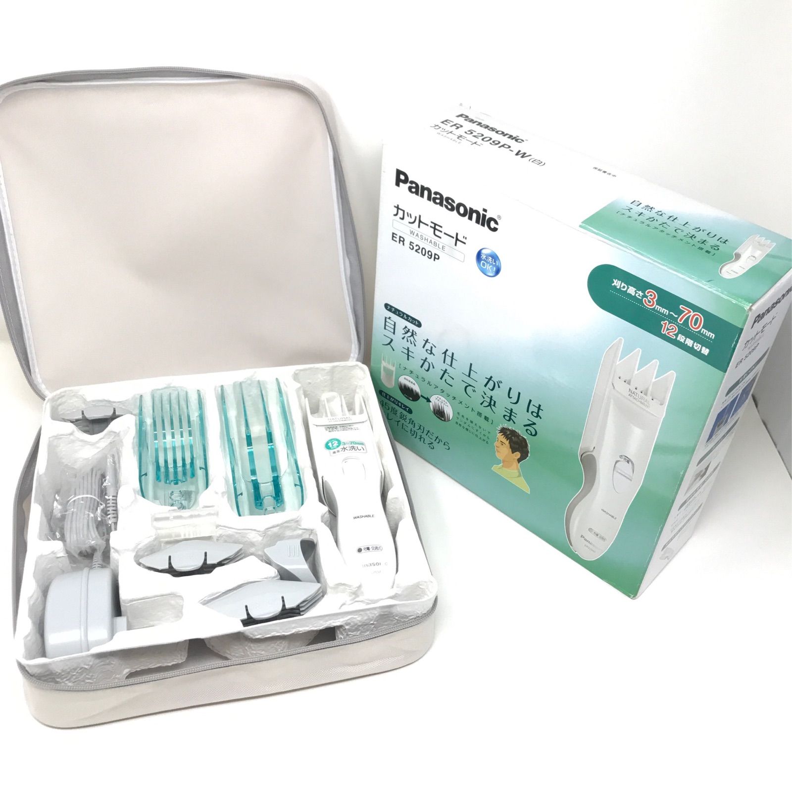■未使用■バリカン パナソニック Panasonic カットモード ER5209P ヘアカッター 水洗い ヘアカット 箱付き ER5209P 概要 - カットモード<ナチュラルアタッチメント付/水洗い