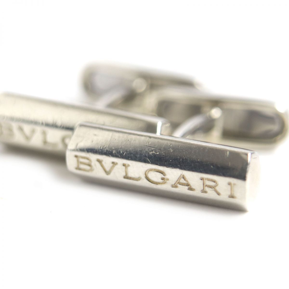 良品▽BVLGARI ブルガリ ロゴ刻印入り SV925 カフスボタン ...