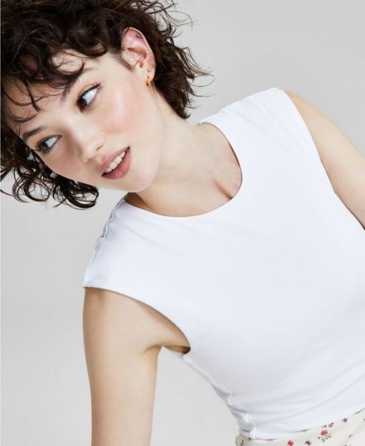 AGNONA 売れ筋商品|||アグノラ Tシャツ トップス レディース Bodysuits White GeeRA tシャツ スナップボタンワッフルクロップドトップス