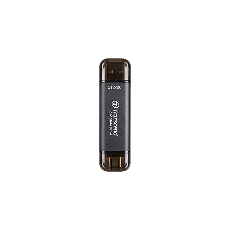 トランセンドジャパン トランセンド ポータブルSSD 512GB 高速 最大1050 MB|s 超小型 軽量11g Type-A|Type-C 両対応 PS4|PS5 動作 済 USB 10Gbps TS512GESD310C 0