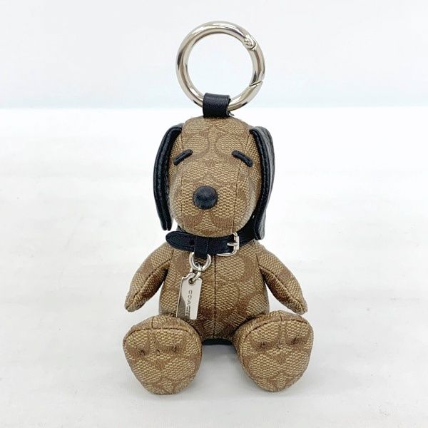 コーチ ピーナッツ COACH PEANUTS スヌーピー シグネチャー キーホルダー バッグチャーム キーリング 男女兼用 ブラウン系 服飾 DF15738