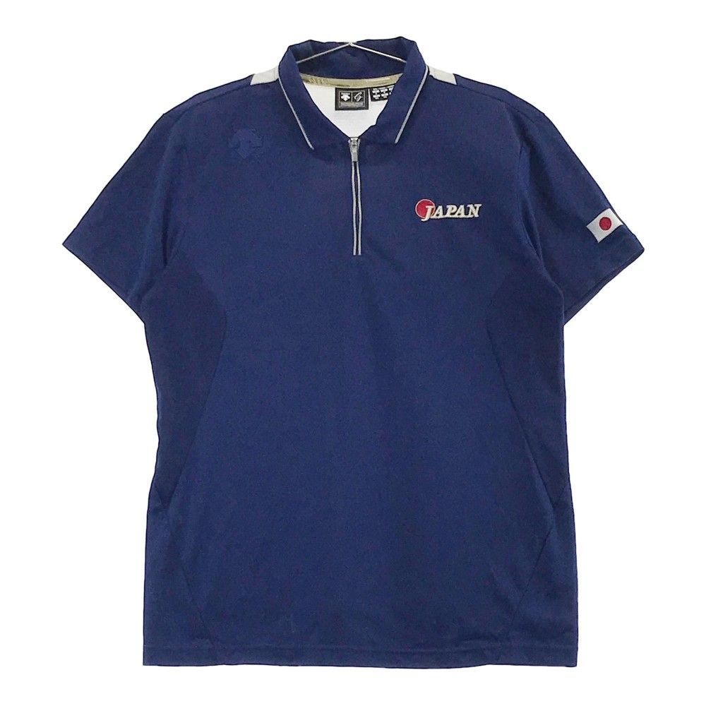 サイズ：O DESCENTE GOLF デサントゴルフ オリンピック日本代表モデ 半袖ポロシャツ  ネイビー系 [240101304639]# ゴルフウェア メンズ ストスト