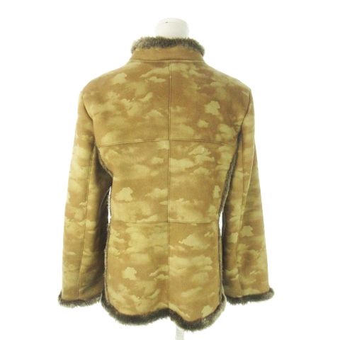 エアートーク AIR TALK ムートンジャケット スタンド ファー 雲柄 カモフラ 迷彩柄 M 茶 ブラウン AO1