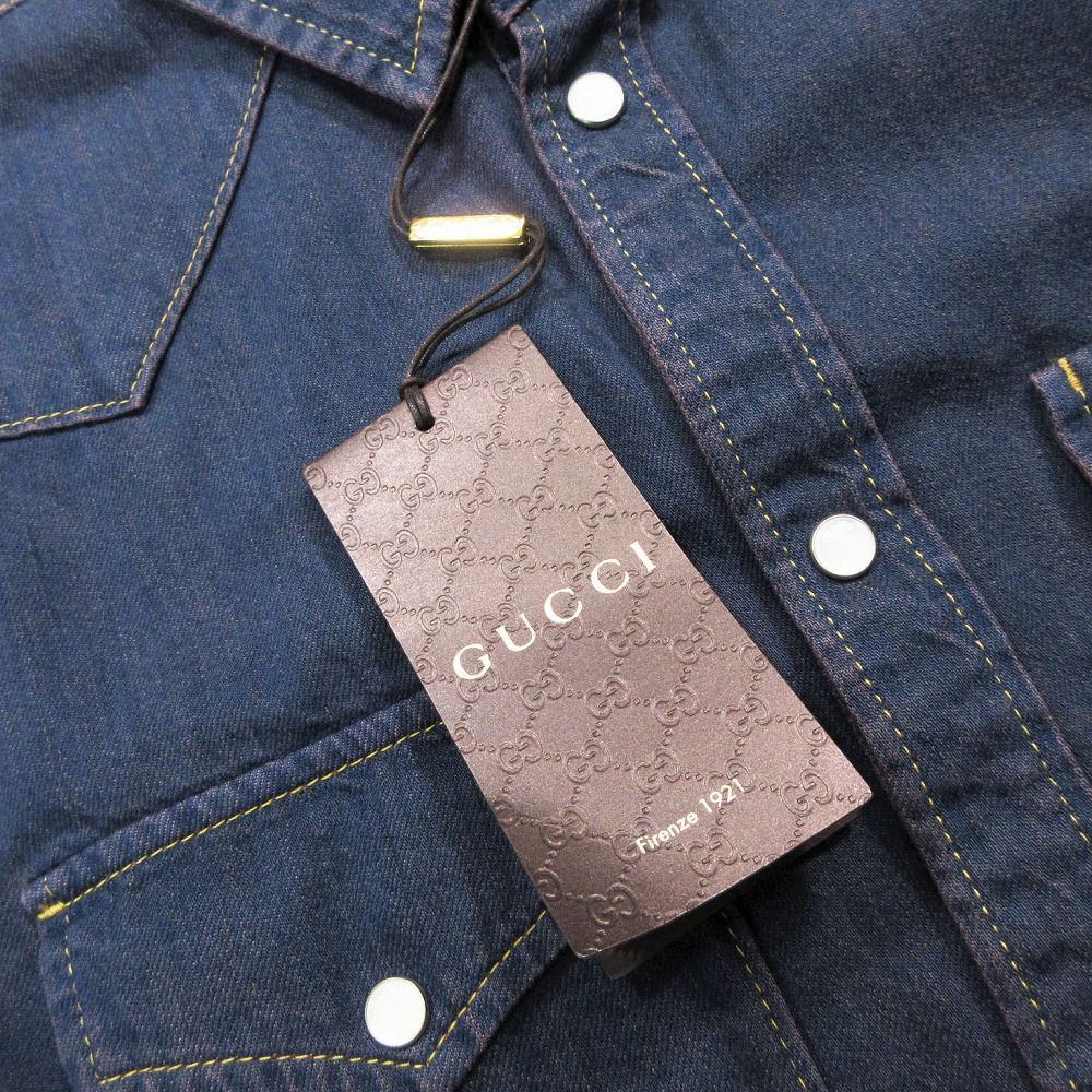 未使用 GUCCI グッチ ウォッシュドデニム シャツ WASHED DENIM TWO
