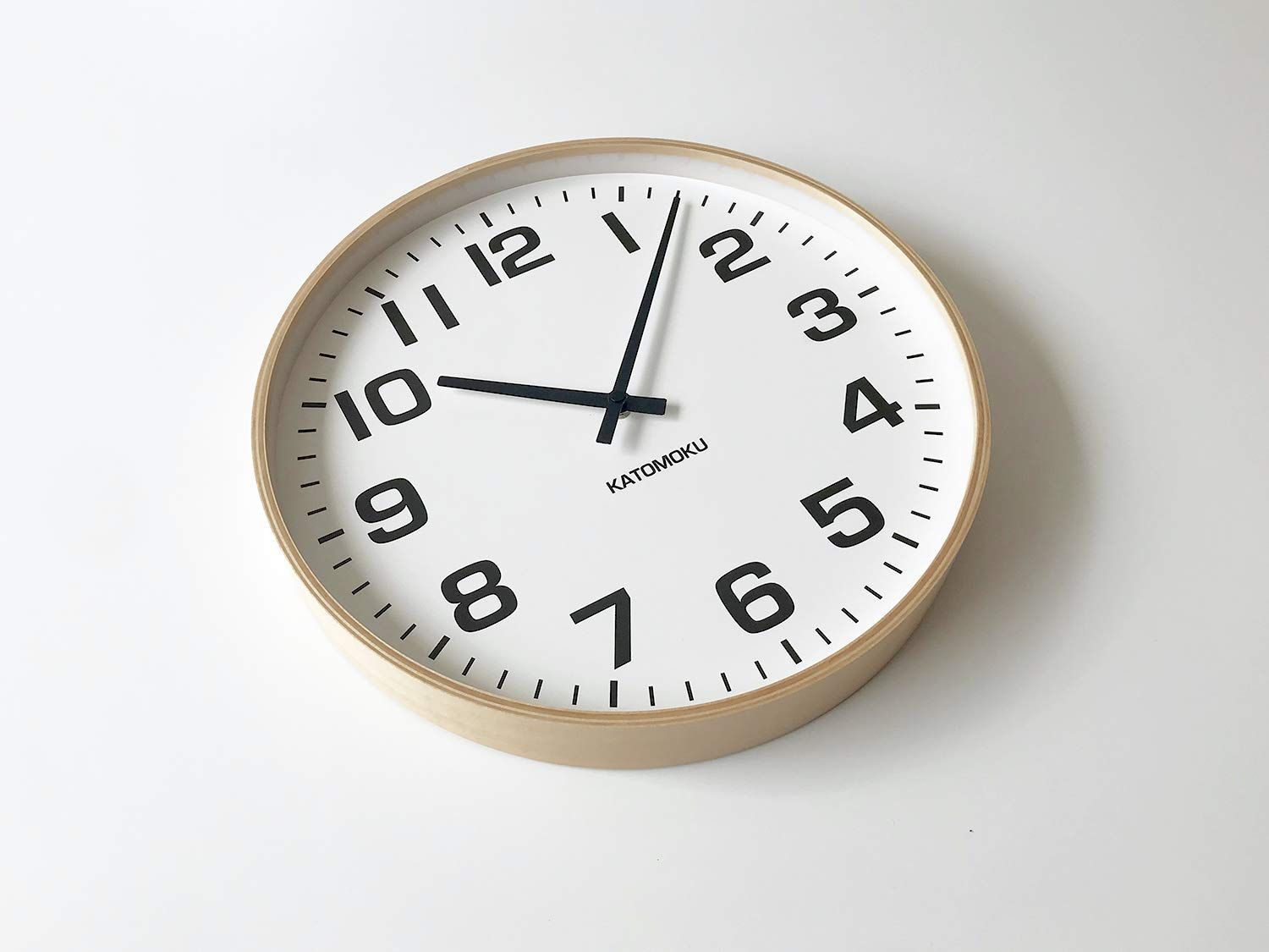 大特価】KATOMOKU plywood wall clock 15 電波時計 スイープ（連続秒針