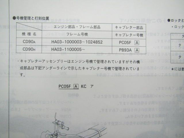 ベンリィCD90 パーツリスト 3版 ホンダ 正規 中古 バイク 整備書 CD90