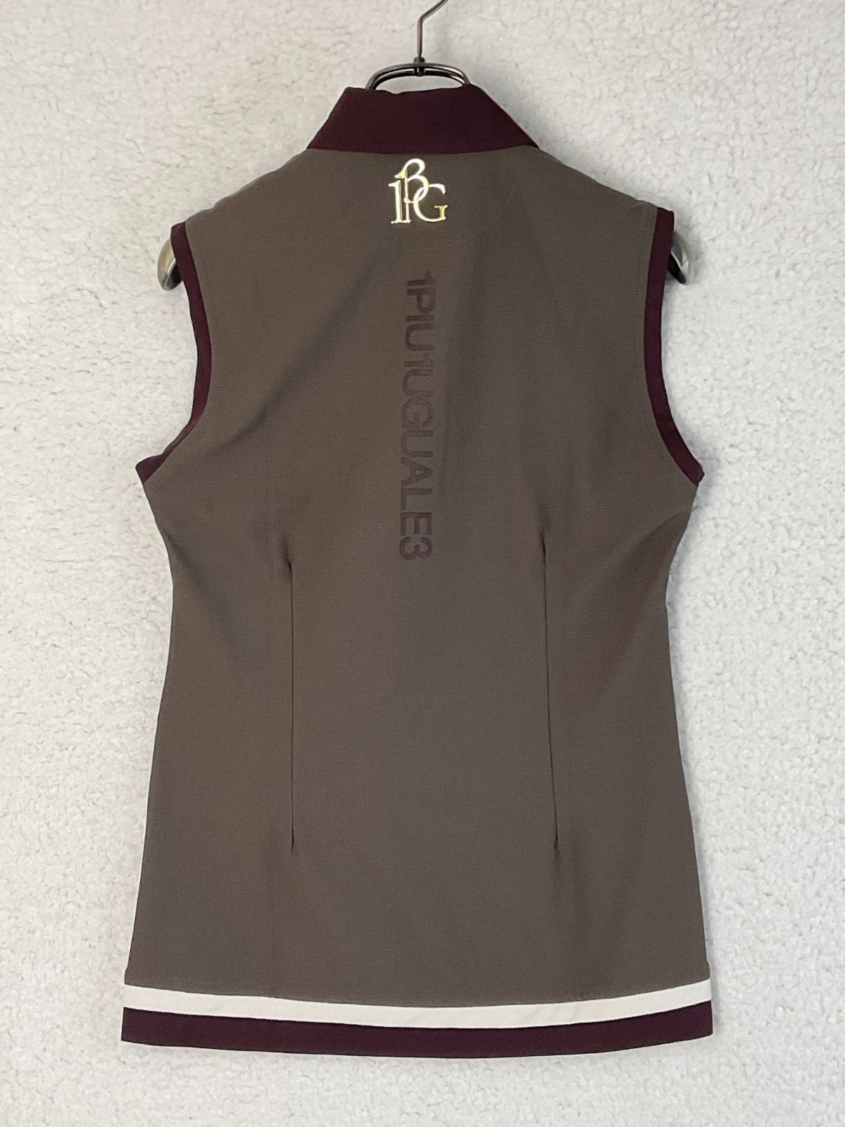 1PIU1UGUALE3　GOLF 2 ボルドー×カーキ×オフホワイト LADIES' HEM LAYERD N/S POLO　レ 1PIU1UGUALE3 GOLF 2 ボルドー×カーキ×オフホワイト LADIES´ HEM