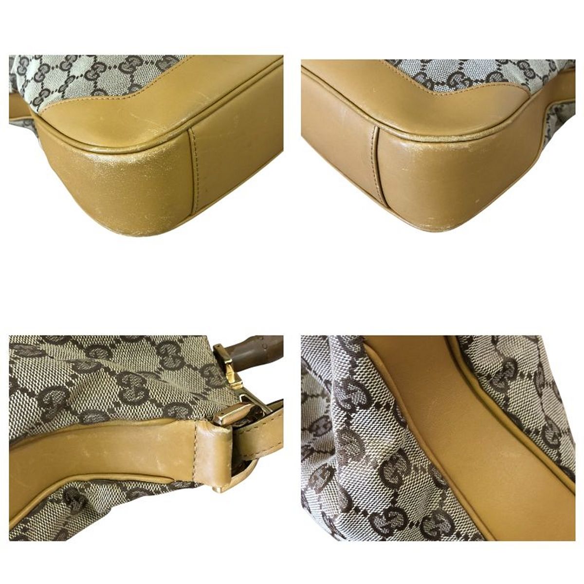 グッチ GUCCI GGキャンバス バンブー ウェブ サッチェルバッグ 001 