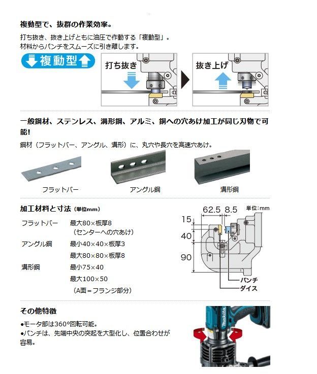 ☆【送料無料】マキタ 充電式 パンチャ 油圧式 PP200DRG 18V6.0Ah