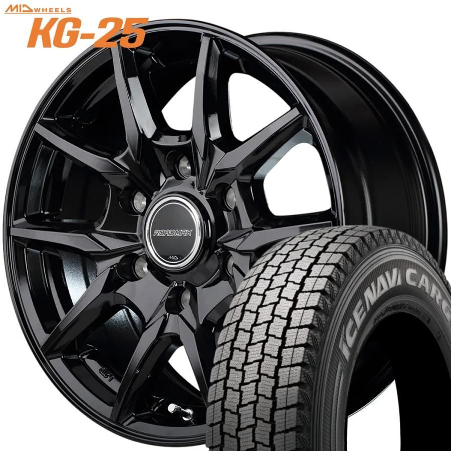 期間 スタッドレス MID ROADMAX KG-25 ロードマックスKG-25 15x6.0 +33 6H 139.7 ブラック x4本 製 アイスナビカーゴ 195 80R15