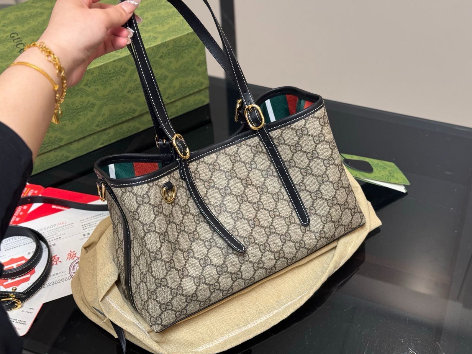 GUCCI GGモノグラム トートバッグ 持ち手作成＞Gucci /モノグラムトートバッグ - Orice Hayama