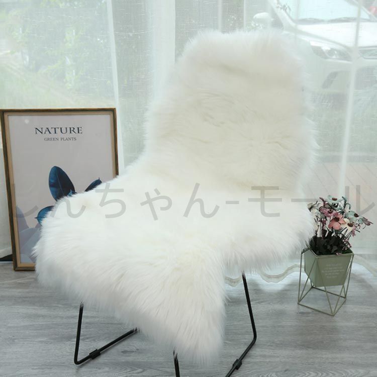 【リッチムートン】 オフホワイト　シープスキンラグ　美品新品未使用 新品?未使用】新品未使用 ムートンラグ 約60×90cm フェイクファー