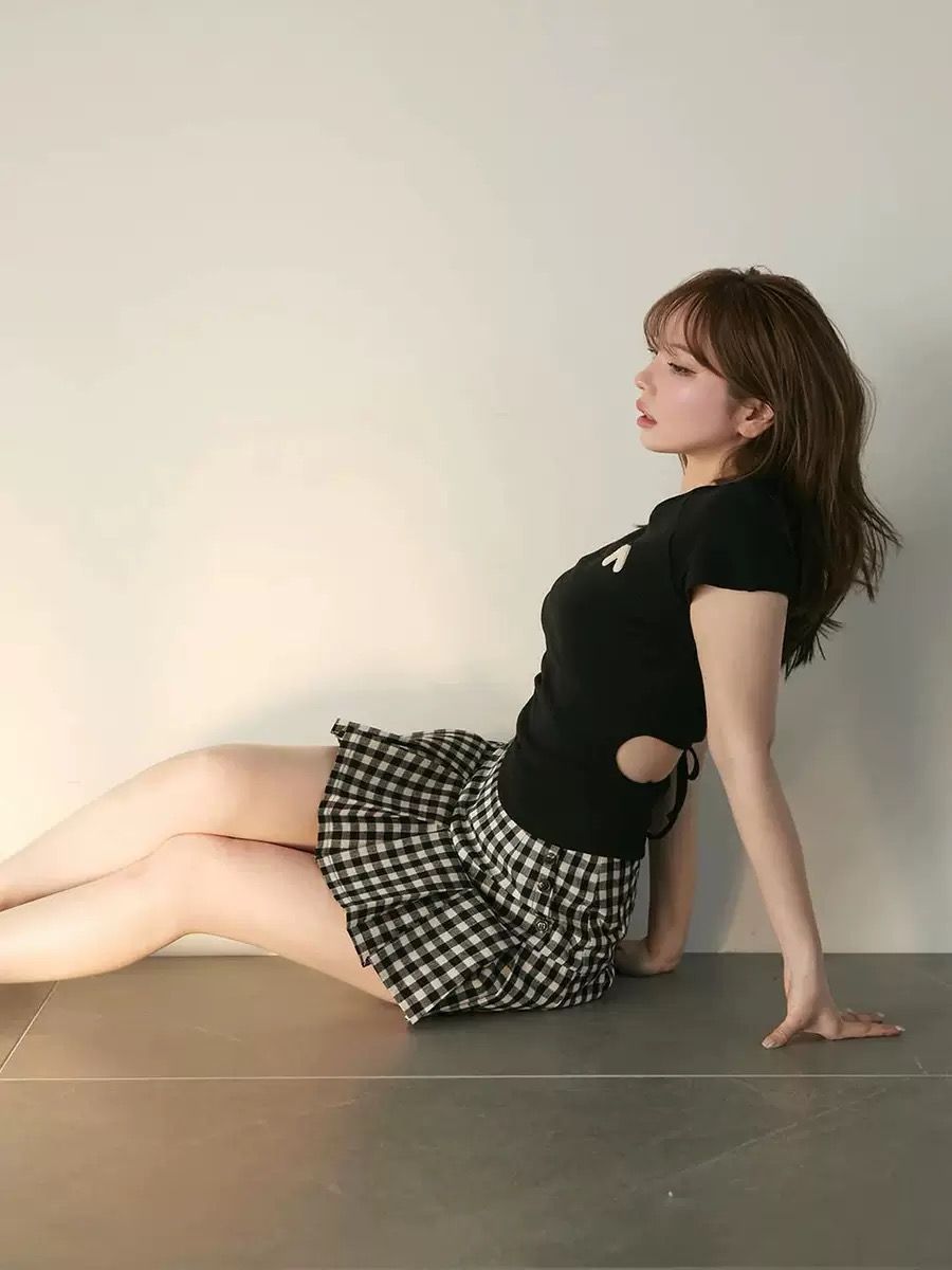 アンドマリー andmary Mia check skirt 黒白のチェック ミニスカート