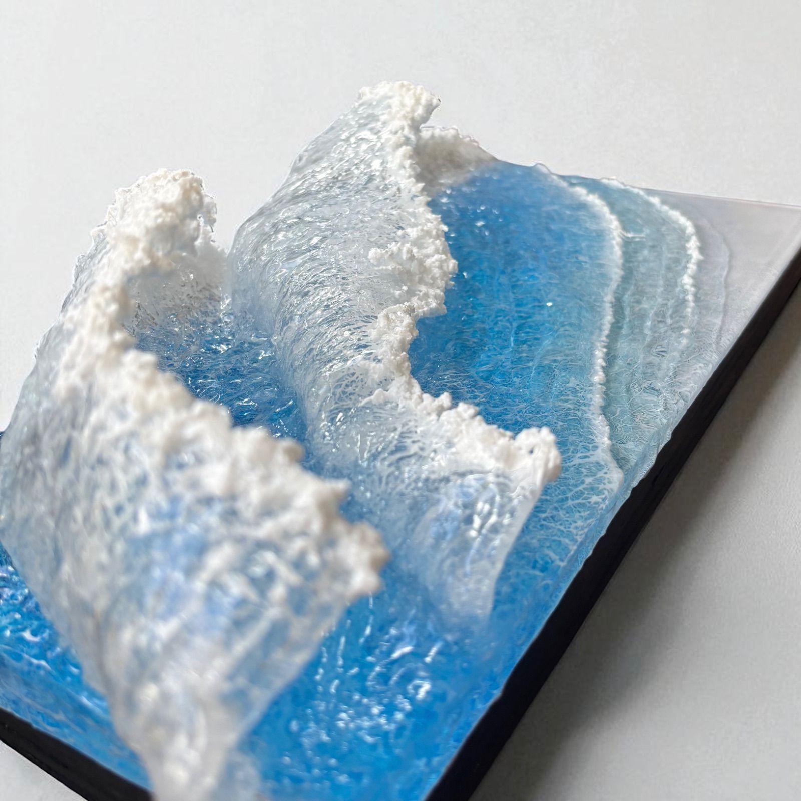 傾斜厚盛りボード ビッグウェーブ横長タイプ 超立体 沖縄の海 レジンアートボード 美ら海 オーシャンアート N677