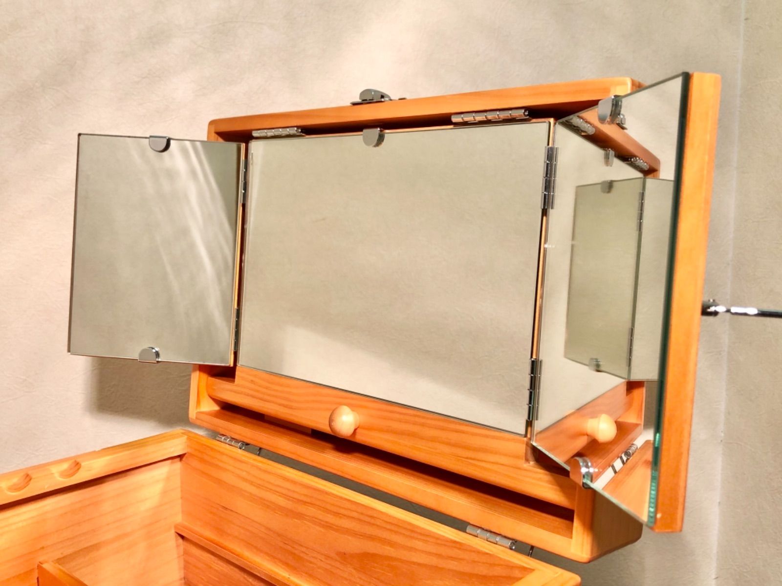 ❤️クリスマスプレゼントにも‼️メイク ボックス 木製 三面鏡付 未使用品