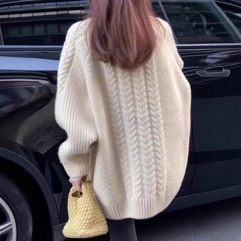 100％品質保証！ ニット レディース 即 OK セーター トップス プルオーバー ケーブル編み 厚手 保温 防寒 長袖 クルーネック リブニット ロングニットセーター 大きいサイズ ゆったり 秋冬 柔らか きれいめmoli18 【往復送料無料】