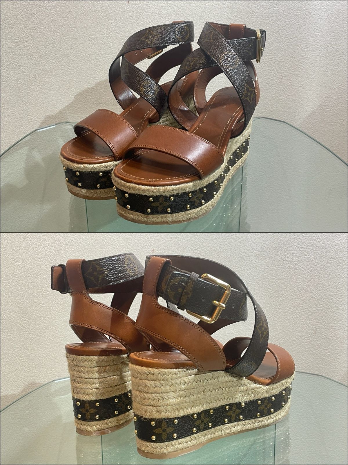 ☆YN00213【超綺麗】Louis Vuitton ウェッジソールサンダル CL1119