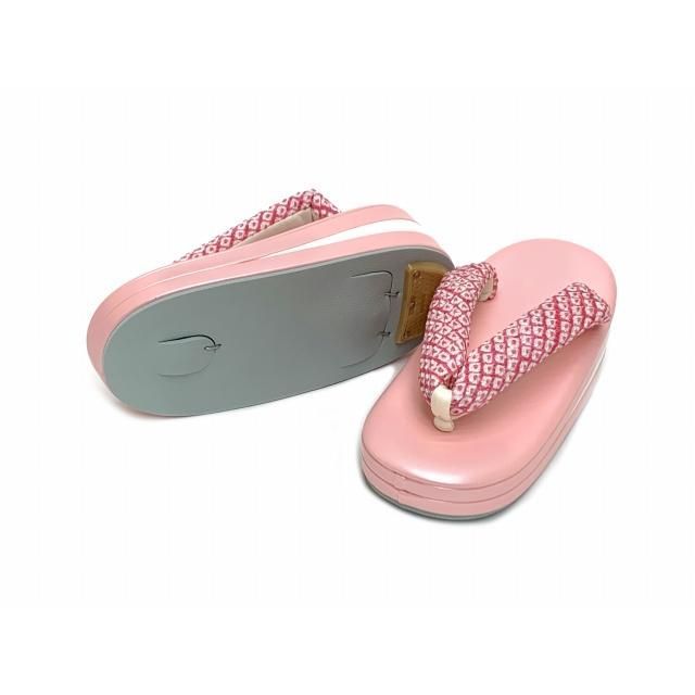  子供草履 七五三 ３歳 女の子 正絹 鹿の子絞り鼻緒 三枚芯 適応 16 cm-17 cm ピンク 草履 下駄 キッズシューズ