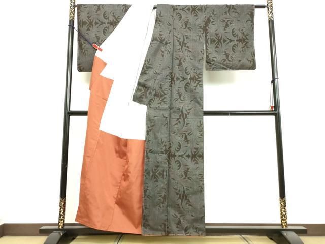 平和屋着物○本場大島紬 7マルキ 草葉文 正絹 逸品 DAAR4370tw 平和屋着物