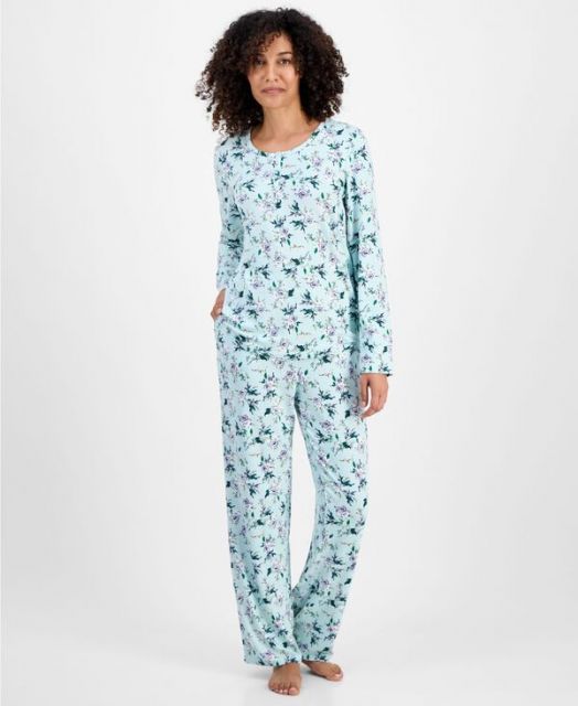 送料無料 チャータークラブ レディース ナイトウェア アンダーウェア Women s 2-Pc. Printed Long-Sleeve Packaged Pajamas Set Frosty Floral