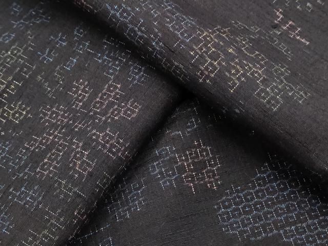 平和屋着物○結城紬 80亀甲 雲重ね草花文 やまと誂製 正絹 逸品 未使用