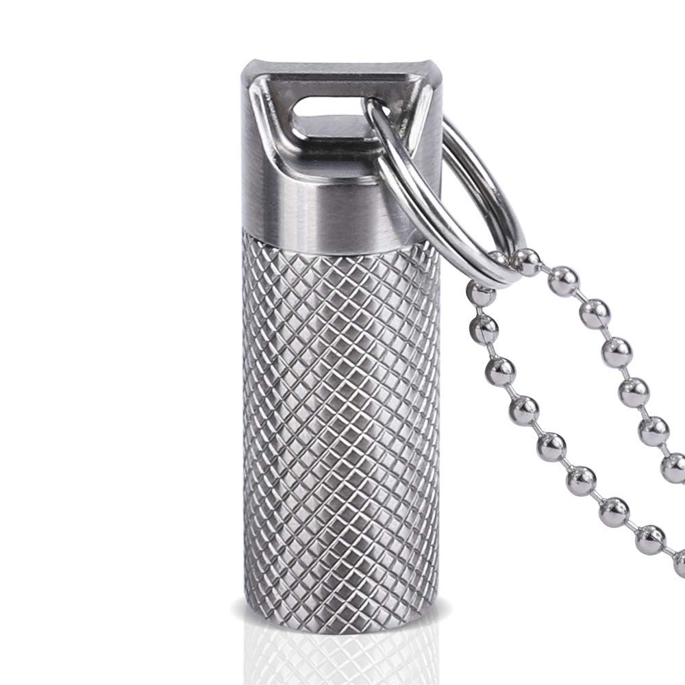 プレゼント 箱入り おしゃれ 錆びない 防水 コンパクト ネックレス ペンダント キーホルダー 薬入れ ニトロ入れ チタン製 携帯 ニトロケース ピルケース Opret