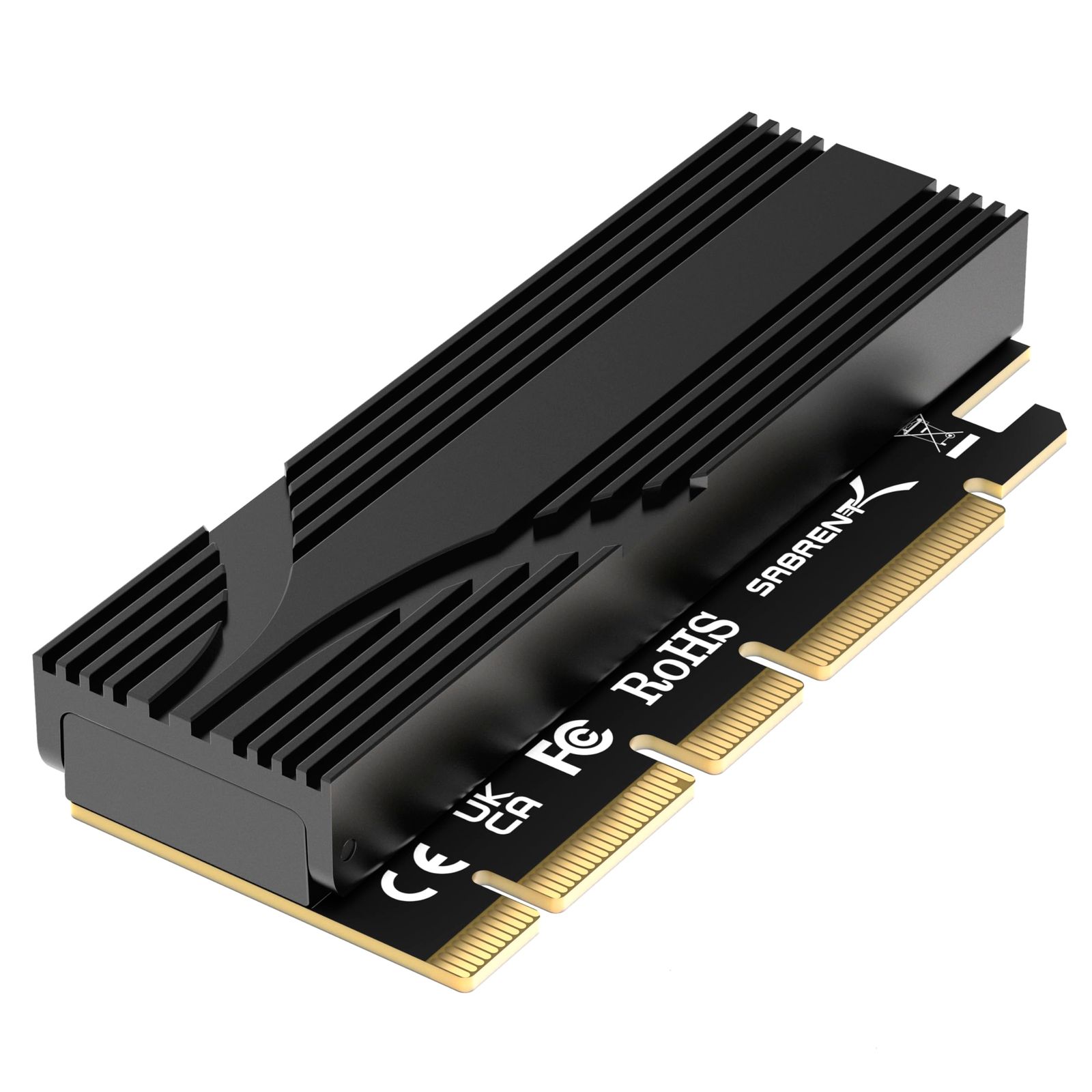 SABRENT M.2 NVMe SSD - PCIe x16 工具不要、拡張カード(AIC)、アルミニウムヒートシンク付き、Gen5 SSD用M.2 PCIeアダプタ PCIe 5.0、旧PCIe世代との下位互 [x1 M.2 PCIe 5.0 Card.]