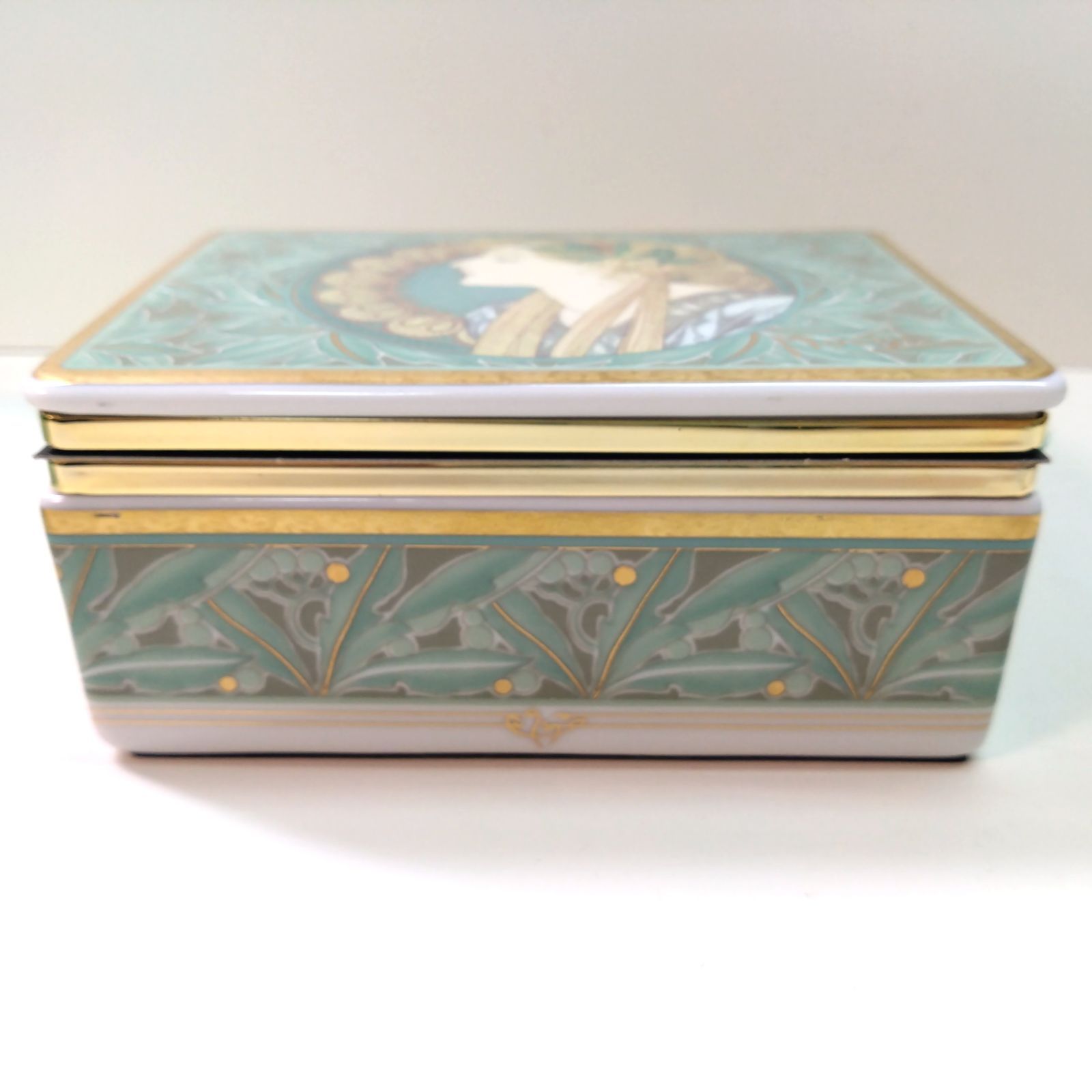 24 アルフォンス・ミュシャ 小物入れ ジュエリーボックス 桃山陶器