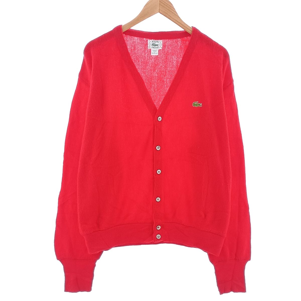 古着 80年代 ラコステ LACOSTE IZOD アクリルニットカーディガン USA製 メンズL相当 ヴィンテージ/eaa402560