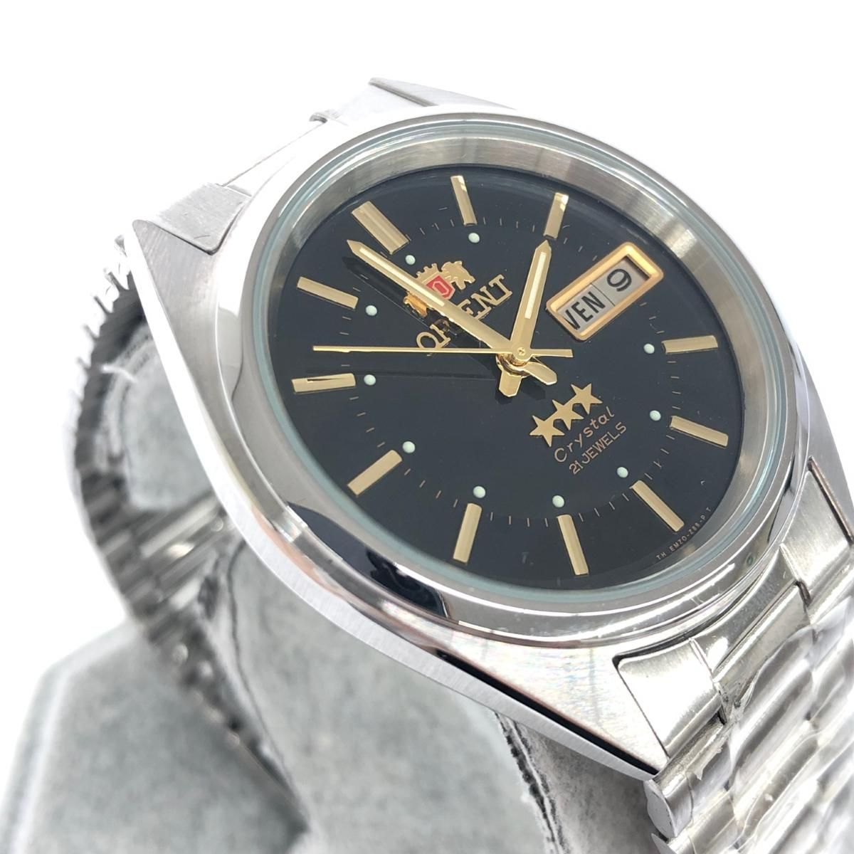 美品 ORIENT オリエント スリースター 腕時計 EM04-D0 ブラック