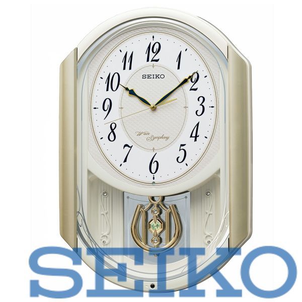 【送料無料/新品】SEIKO CLOCK (セイコークロック) 電波 掛け時計 薄金色パール 450×305×75mm AM263S