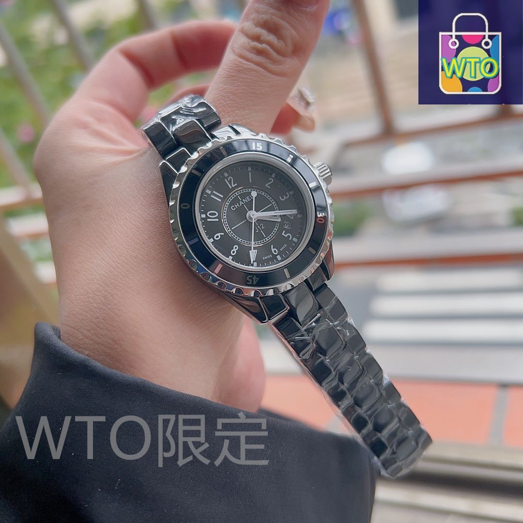 並行輸入品CHANELクォーツ12JレディースHIRO CHANEL】シャネル『J12 ブラックセラミック 33mm 12P＆ベゼル