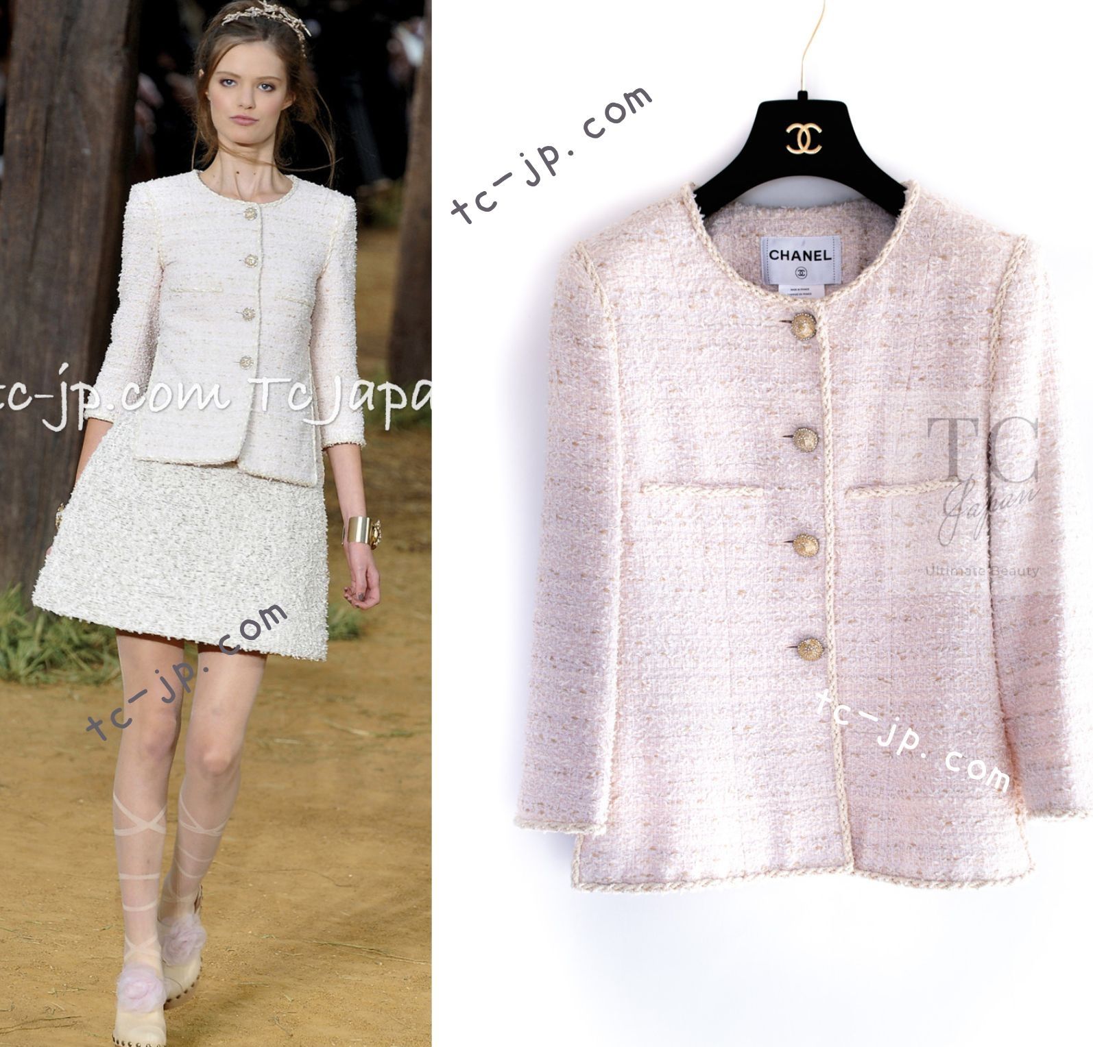 シャネル ジャケット CHANEL 99万 ペール ベージュ ピンク