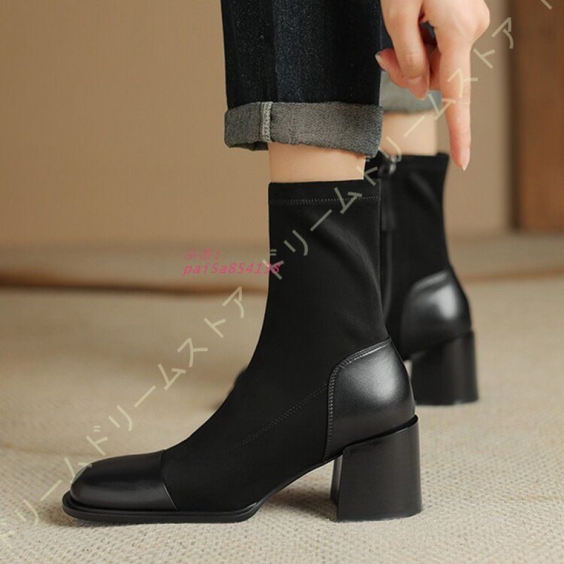 スエード ブーティ ブーティー 秋ブーツ 秋ブーティー レディース ショートブーツ 太めヒール サイドジッパー スクエアトゥ 美脚 袴ブーツ 歩きやすい pai5a854138