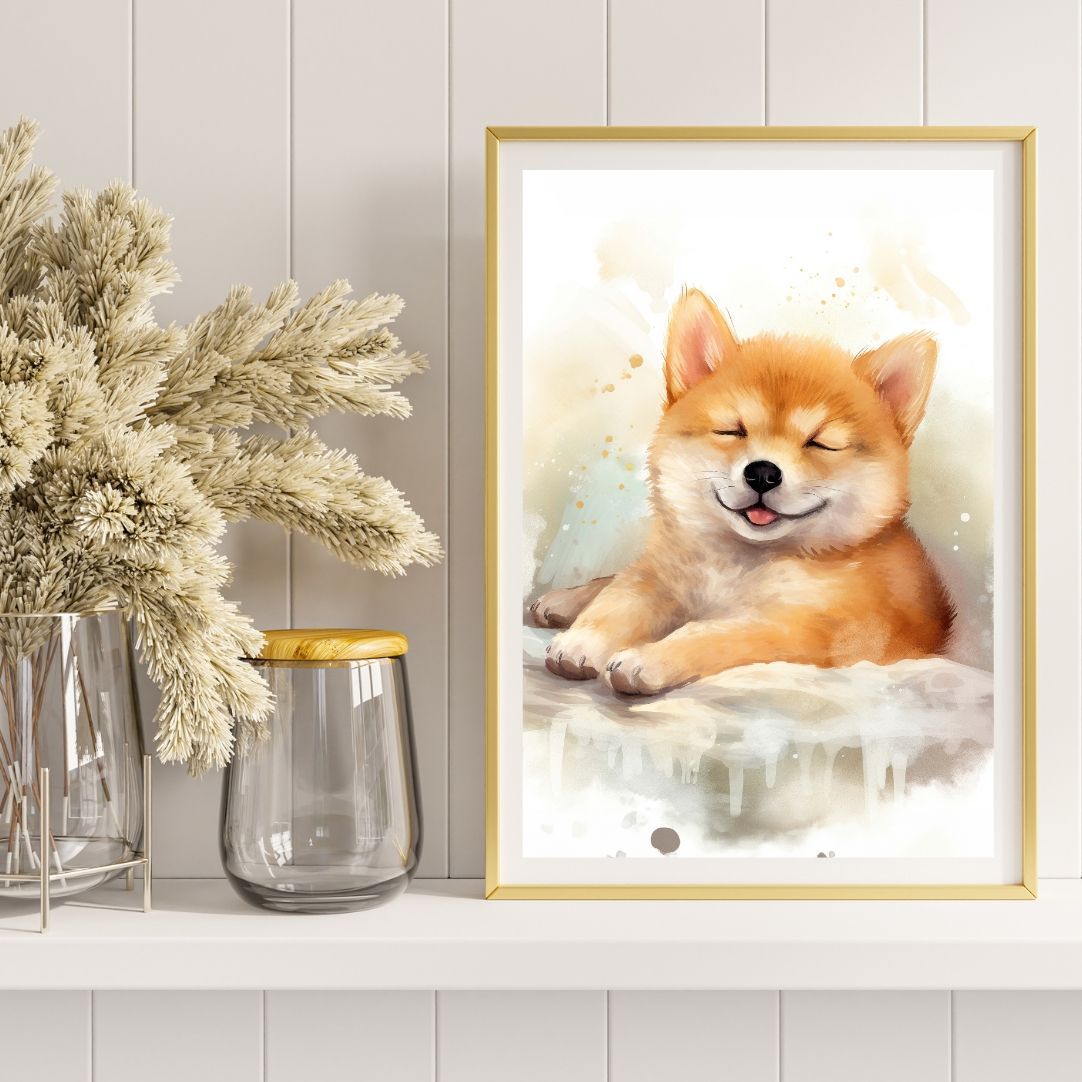 犬の絵画。珍品です。 夢心地 - チワワ犬の子犬 No.1】風水画 アートポスター 犬の絵