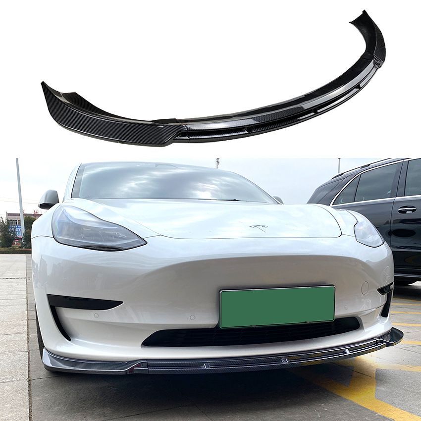 テスラ Model 3 フロントリップ PP製 カーボン調 エアロパーツ 外装チューニング
