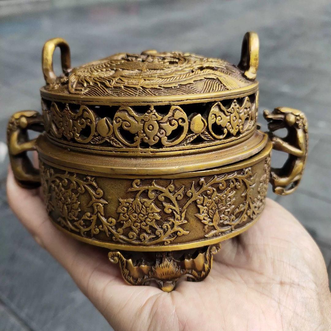 焼物 龍印香炉 茶道香薫炉 盤香炉 茶道具 香道具 装飾品 工芸品