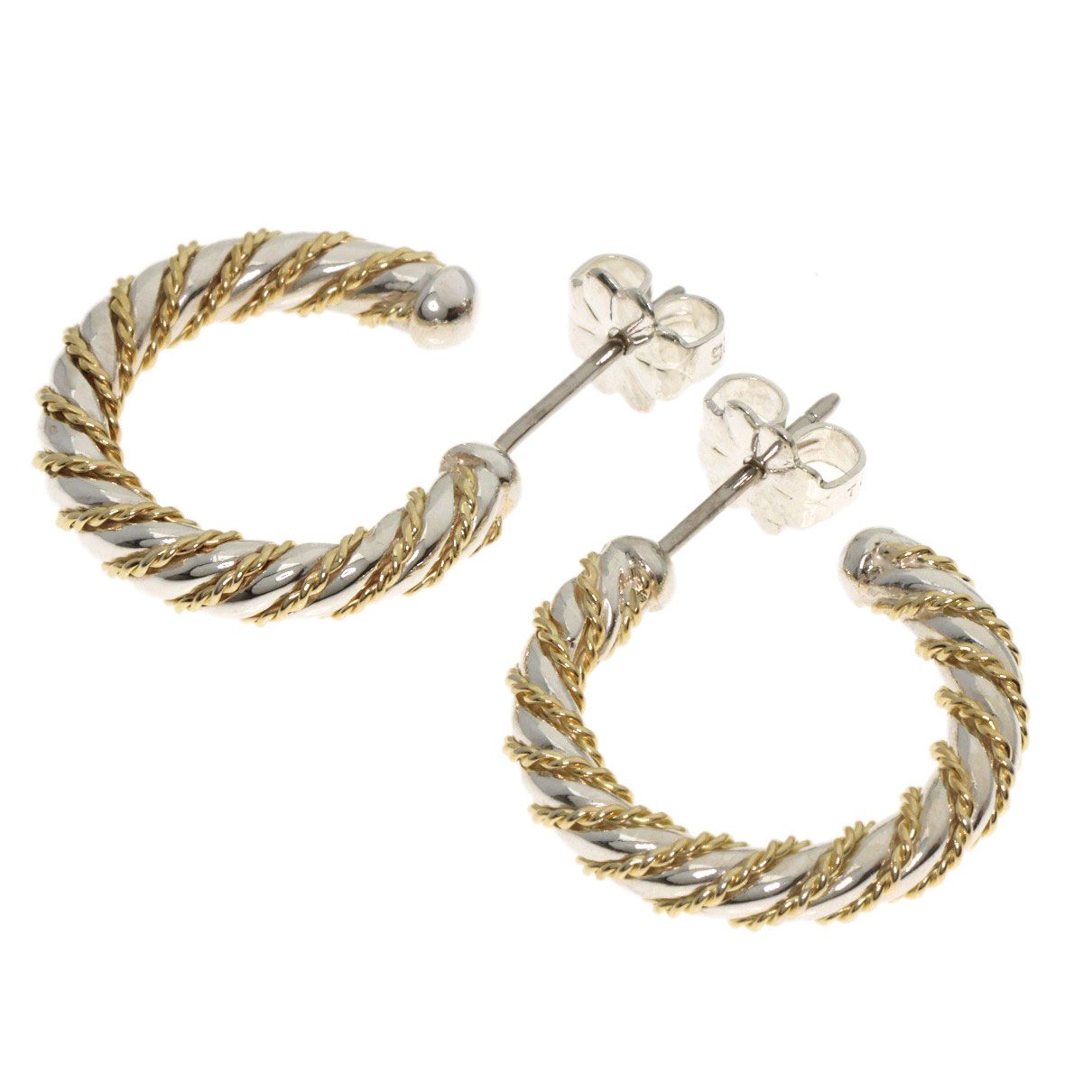 TIFFANY-Co. ティファニー ツイスト フープ ピアス SV K18YG レディース