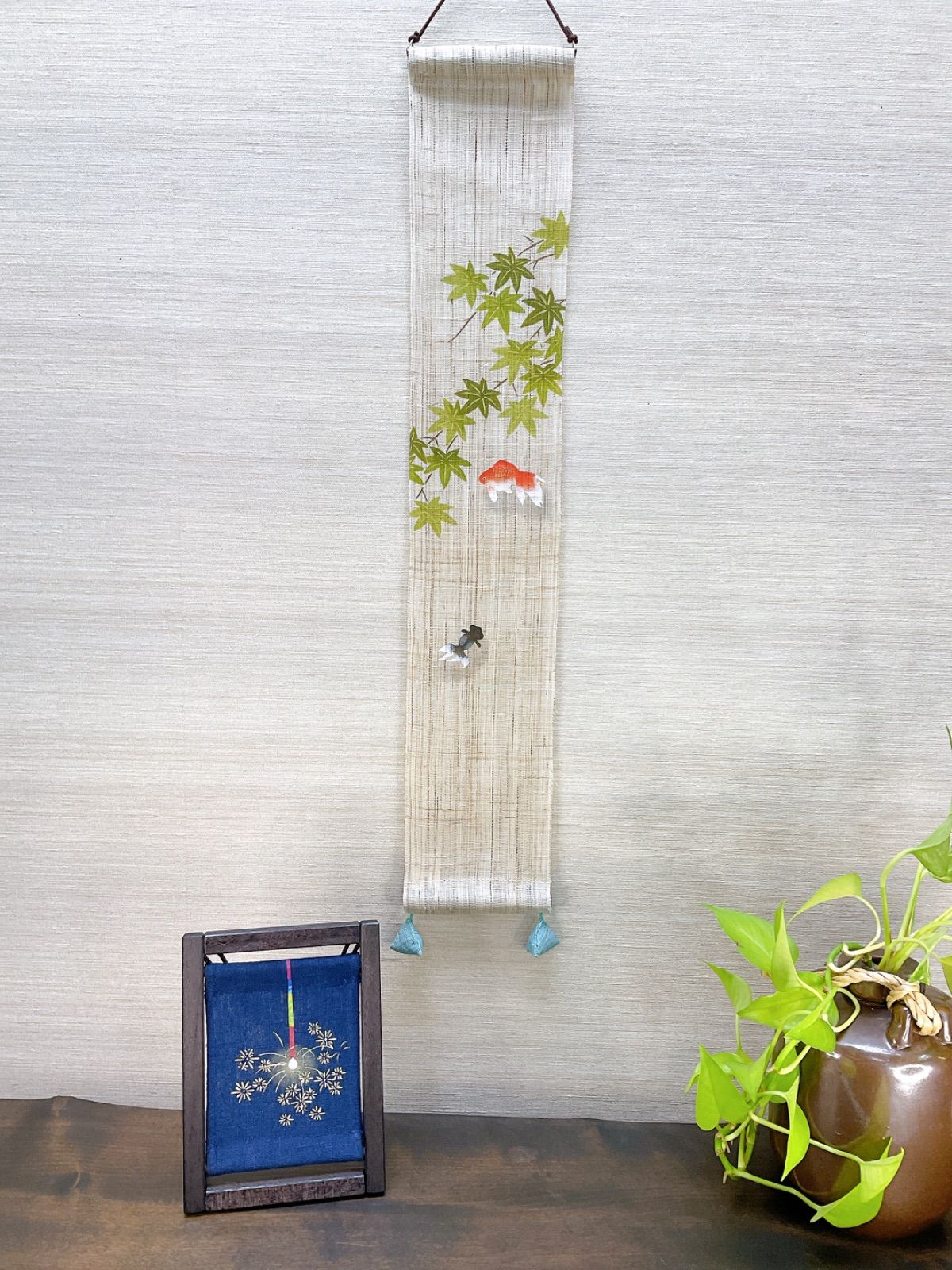 金魚 豆タペストリー 季節のタペストリー 夏インテリア飾り 新品