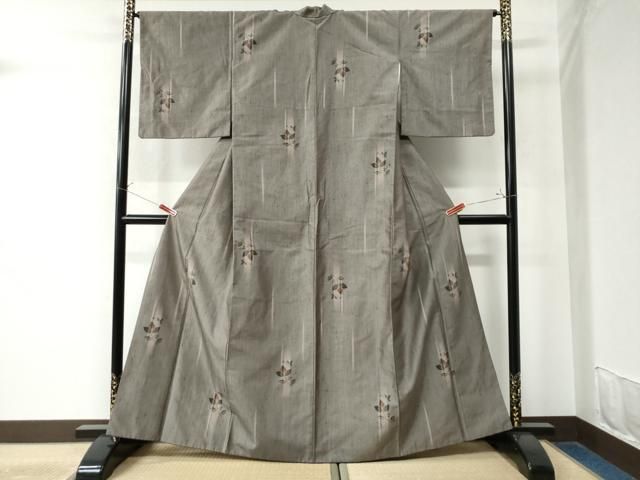 平和屋着物○上質な紬 枝葉文 正絹 逸品 CAAW8620yc 平和屋着物○