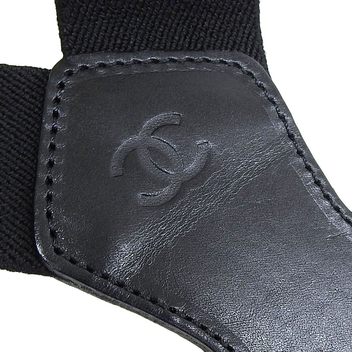 【希少】シャネル CHANEL サスペンダー ココマーク ベルト レザー 黒 希少】シャネル CHANEL サスペンダー ココマーク ベルト レザー