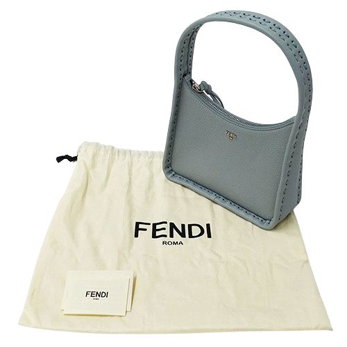 フェンディ FENDI バッグ レディース ブランド ハンドバッグ セレリア フェンデッセンス カーフレザー ライトブルー 8BS094 水色 ミニバッグ 小さめ おしゃれ 【中古】