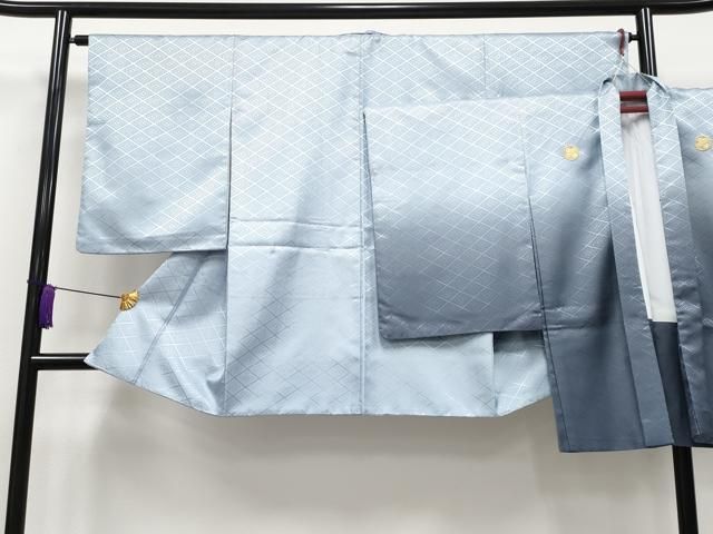平和屋着物 上 男性 袴下着物 紋付き羽織セット 舞台衣装 菱地紋 灰青色地 洗える着物 CYAA3484s5